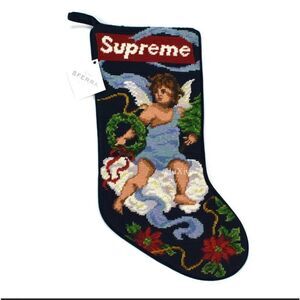 NWT Supreme NY x SFERRA Hand Knit Box‎ Logo Christmas Stocking FW20 DS AUTHENTIC